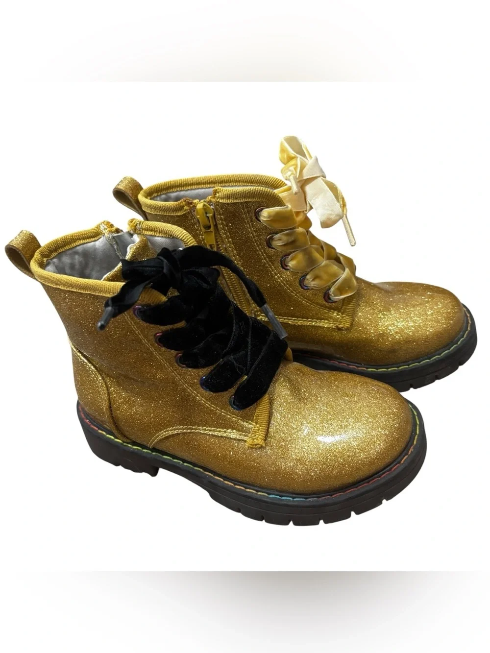 Dream Pairs gold glitter side zipper high top boots girls kids size 12